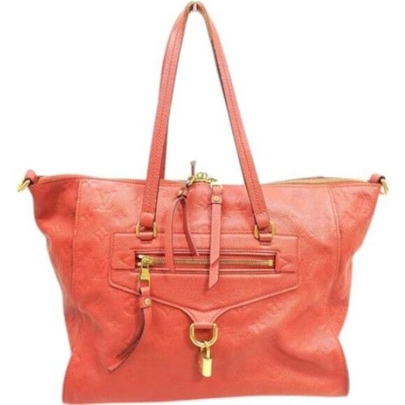 (S6) Authentic Louis Vuitton Tote Bag Bastille Red Monogram Empreinte Luxury Vin - Picture 1 of 9